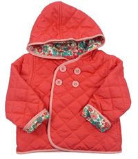 Ružová šušťáková prešívaná ľahká zateplená bunda s kapucňou Mothercare