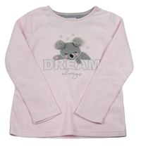 Ružové fleecové pyžamové tričko s koalou a nápisom Primark