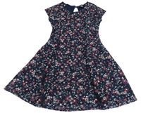 Tmavomodré kvetované čipkové šaty zn. Primark