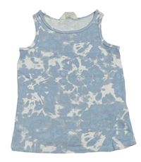 Světlemodro-biely batikovaný rebrovaný top H&M