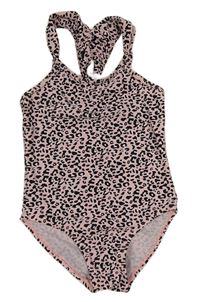 Růžové jednodílné plavky s leopardím vzorem