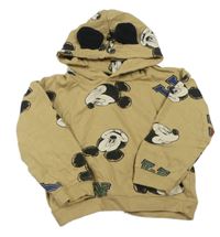 Hnědá mikina s Mickeym a kapucí Disney