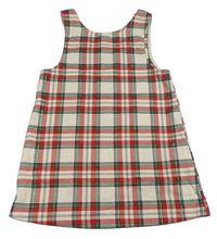 Béžovo-červeno-zelené kockované trblietavé šaty H&M