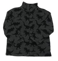 Tmavosivá fleecová prepínaci mikina s dinosaurami C&A