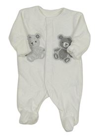 Bílý sametový overal s medvědy Matalan