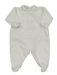 Biely zamatový overal s výšivkou