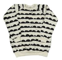 Smetanovo-čierna vzorovaná dlhá mikina