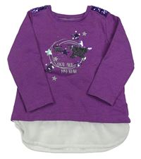 Fialová mikina s hvězdami z překlápěcích flitrů Topolino