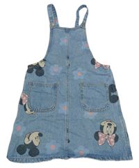 Modré květované riflové laclové šaty s Minnie Disney