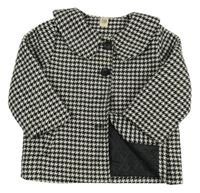 Černo-smetanová kostkovaná lehce zateplená bunda