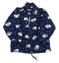 Tmavomodrá fleecová prepínaci mikina s pandami