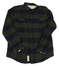 Khaki-tmavomodrá kostkovaná flanelová košile Garcia