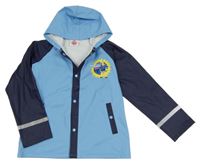 Světlemodro-tmavomodrá nepromokavá bunda s Hasičem Samem a kapucí
