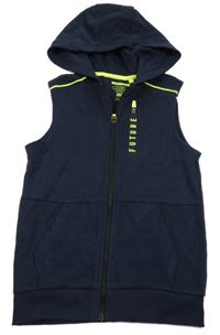 Tmavomodrá tepláková prepínaci vesta s nápisom a kapucňou F&F