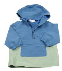 Modro-zelená šušťáková jarná bunda s kapucňou Ergee