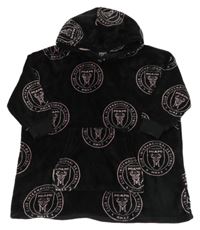 Čierna chlpatá futbalová oversize mikina s kapucí - Miami FC M&S