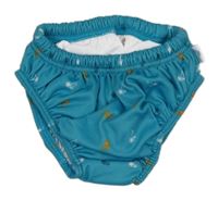 Modrozelené plavkové plenkové kalhotky s palmami