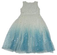 Bielo-modré krajkovo/tylové šaty s hviezdami
