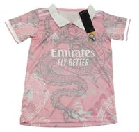 Nové - Růžové fotbalové polo tričko s drakem - Real Madrid Adidas