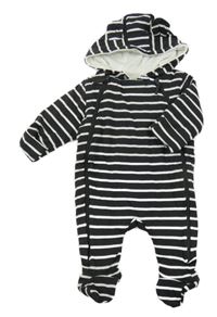Nové - Černo-bílá pruhovaná zateplená kombinéza s kapucí Topomini