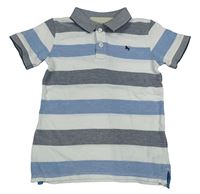 Bílo-modré pruhované polo tričko s výšivkou H&M