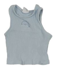 Svetlomodrý rebrovaný crop top s perforovaným delfínom Zara