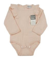 Nové - Svetloružové pletené body s volánikmi Pep&Co