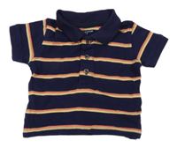 Tmavomodro-oranžovo-žluté pruhované polo tričko Primark