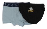 2set - Černé slipy s kočkou + světlemodré boxerky