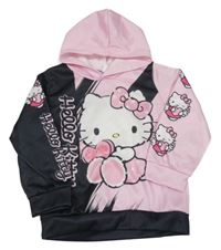 Ružovo-čierna mikina s Hello Kitty a kapucňou