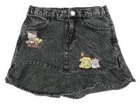 Čierna melírovaná rifľová sukňa s Hello Kitty a přáteli H&M