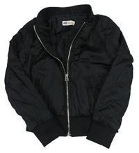 Čierna šušťáková jarná lehce zateplená bomber bunda H&M