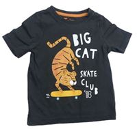 Tmavosivé tričko s tigrom TU