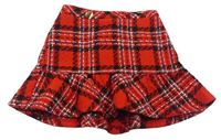 Červeno-čierna kockovaná vlnená sukňa Matalan