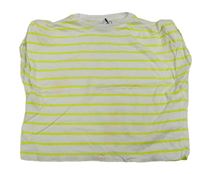 Bielo-zelené pruhované crop tričko Zara