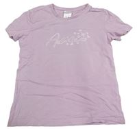 Lila crop tričko s nápisem Adidas