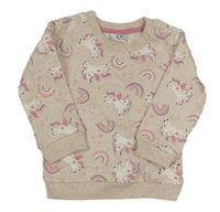 Svetlobéžová melírovaná mikina s jednorožcami