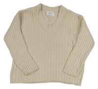 Smotanový pletený vzorovaný sveter Zara