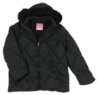 Černá šusťáková prošívaná zimní bunda s kapucí George