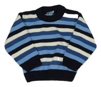 Modro-tmavomodro-biely pruhovaný sveter