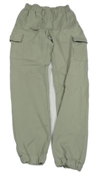 Světlezelené teplákové kalhoty s kapsami 