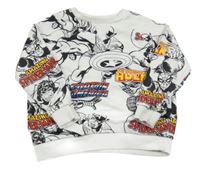 Bielo-čierna vzorovaná mikina so Superhrdinami  George