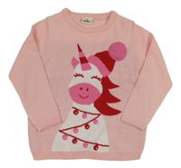 Svetloružový sveter s jednorožcom