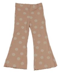 Pudrové žebrované puntíkaté flare legíny Next