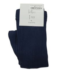 Nové - tmavomodré žebrované punčocháče George