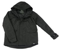 Černá šusťáková zimní bunda s kapucí No Fear