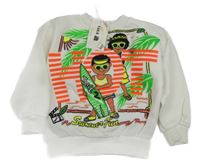 Nové - bielo-farebná ľahká mikina s obrázkom