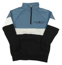 Modro-bielo-čierna mikina s nápisom F&F