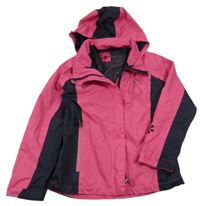 Ružovo-čierna šušťáková funkčná jarná bunda s logom a kapucňou Crivit