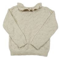 Béžový vzorovaný sveter s volánikom Kiabi